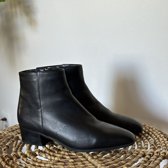 Aquatalia Fuoco Leather Stacked Heel Bootie Black Size 8 MSRP $395 Italy - Picture 4 of 8